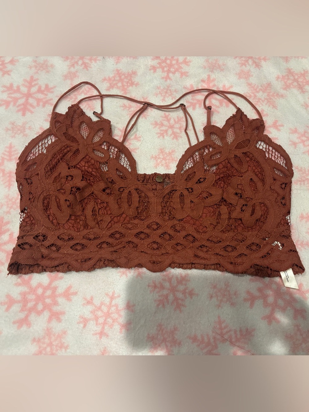Free People Intimately FP One Adella Lace
Bralette Copper Rust Sz Large Boho